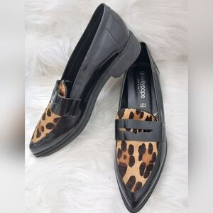 Vera Pelle Women's Gravitypope Black/ Brown Flats with Leopard Print Size 41 EU